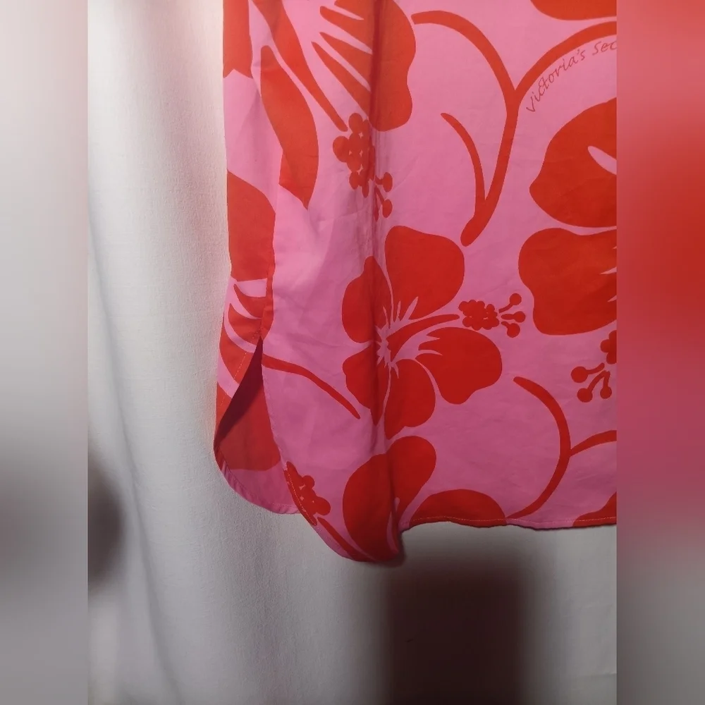 Floral Pink and Red Button-Up Shirt Victory Secret